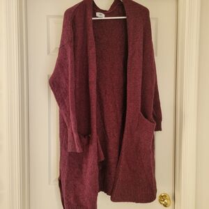Old Navy Women's Maroon Open Front Long Cardigan